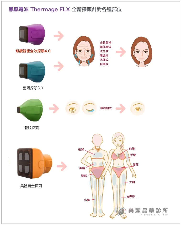 FLX鳳凰電波拉皮全新探頭針對各種部位